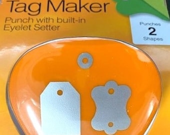 Fiskars 197670-1001 Double Tag Maker with Built-in Eyelet, Label and Simple