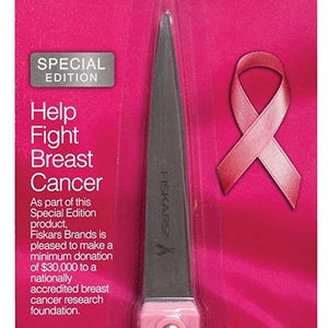 Fiskars 01-005792 8" Breast Cancer Awareness Soft Grip Scissors