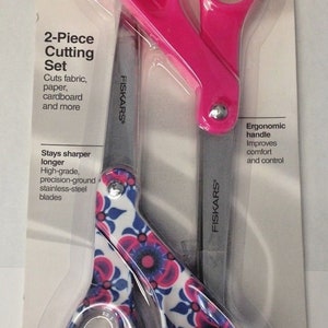 Fiskars 194512-1023 8&quot; Designer Scissors 2 Piece Cutting Set (Assorted Colors)