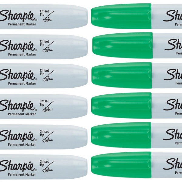 Sharpie 1927727 Permanent Marker Chisel Tip Green 12 Pack Water-Resistant Ink