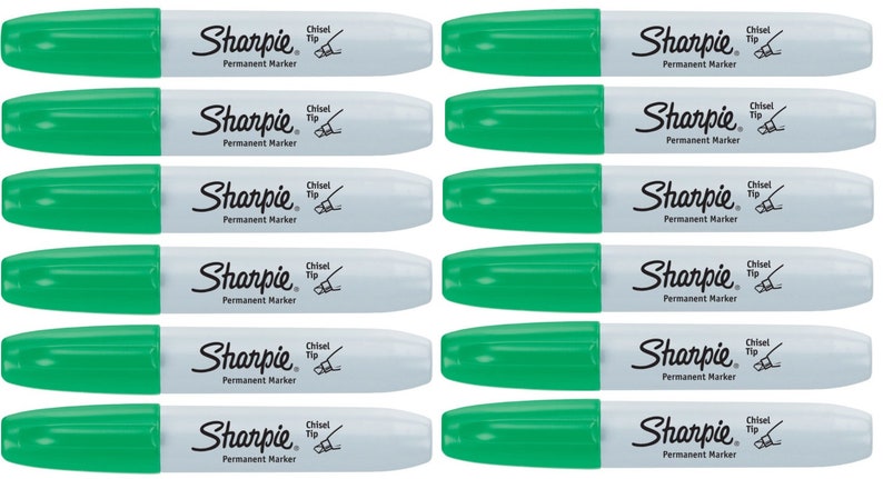 Sharpie 1927727 Permanent Marker Chisel Tip Green 12 Pack Water-Resistant Ink image 1