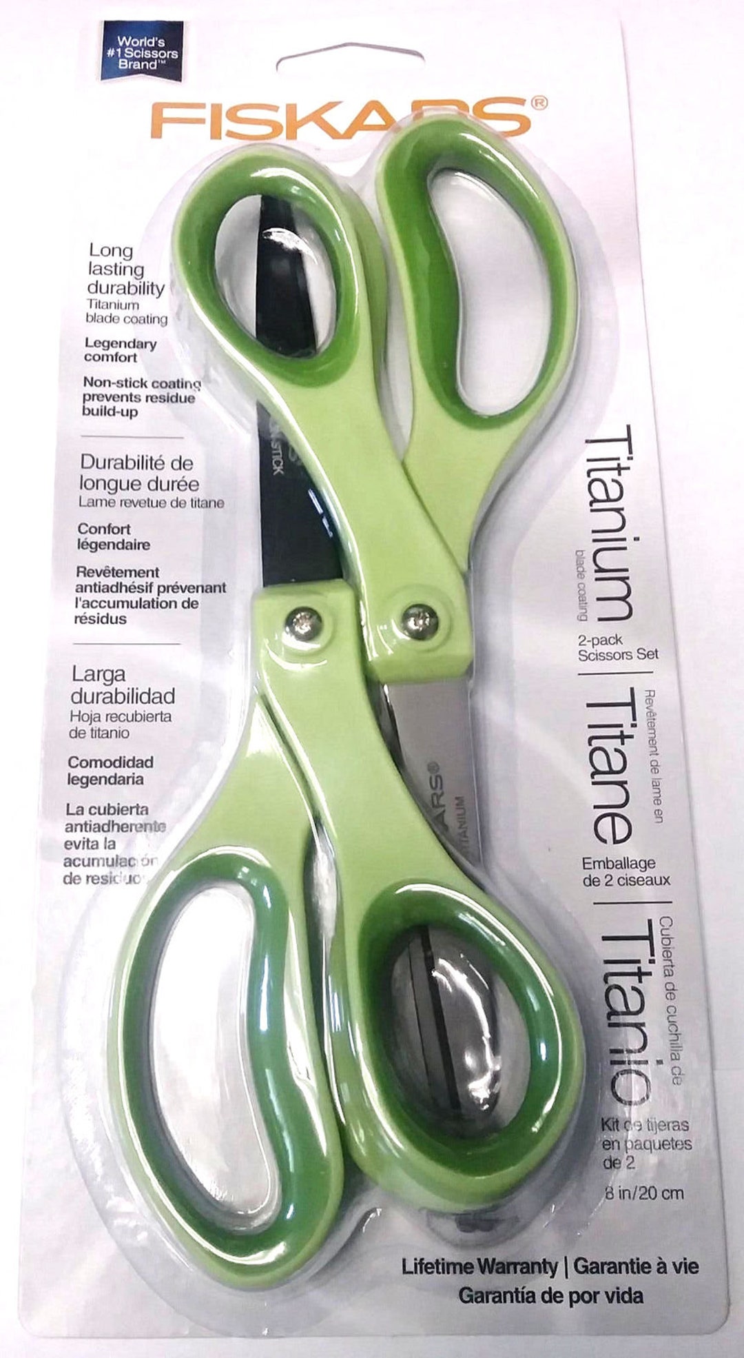 Fiskars 154180-1002 8 Titanium 2 Pack Non-stick Scissors green 