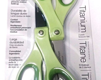 Fiskars 154180-1002 8" Titanium 2 Pack Non-Stick Scissors (Green)