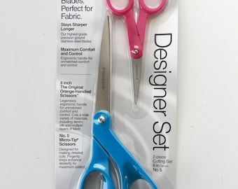 Fiskars 01-005770 2 Piece Designer Scissors Cutting Set 8" & No. 5 (ASSORTED COLORS)