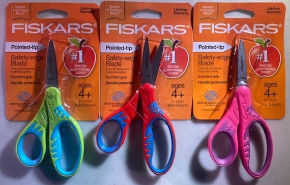 Lot of 3 - Fiskars Scissors - Pointed-Tip Safety-Edge Blade