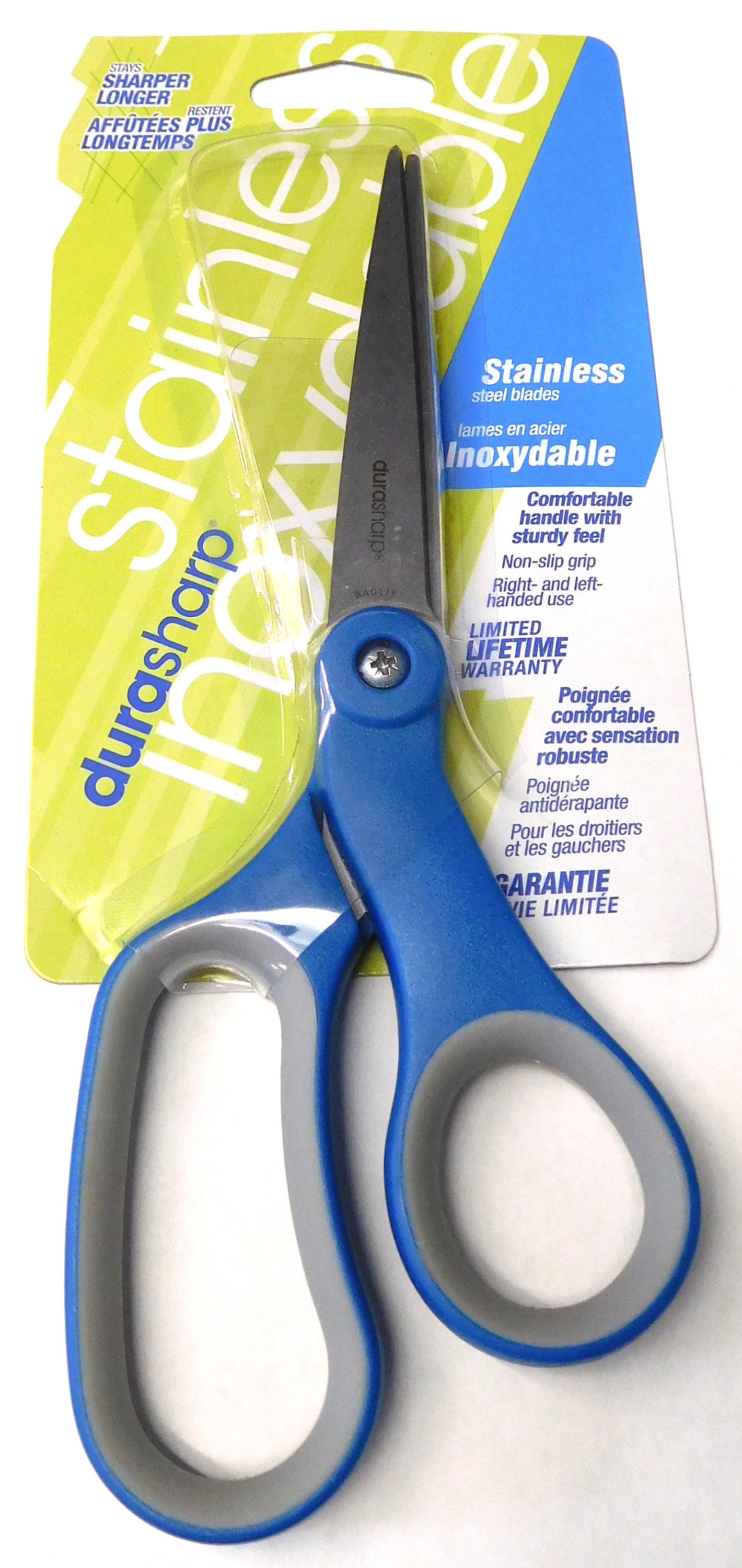Stainless Steel Household Scissors Blue Handle Plastic Handle Scissors  Sharp Thick Blade Domestic Household Shears for