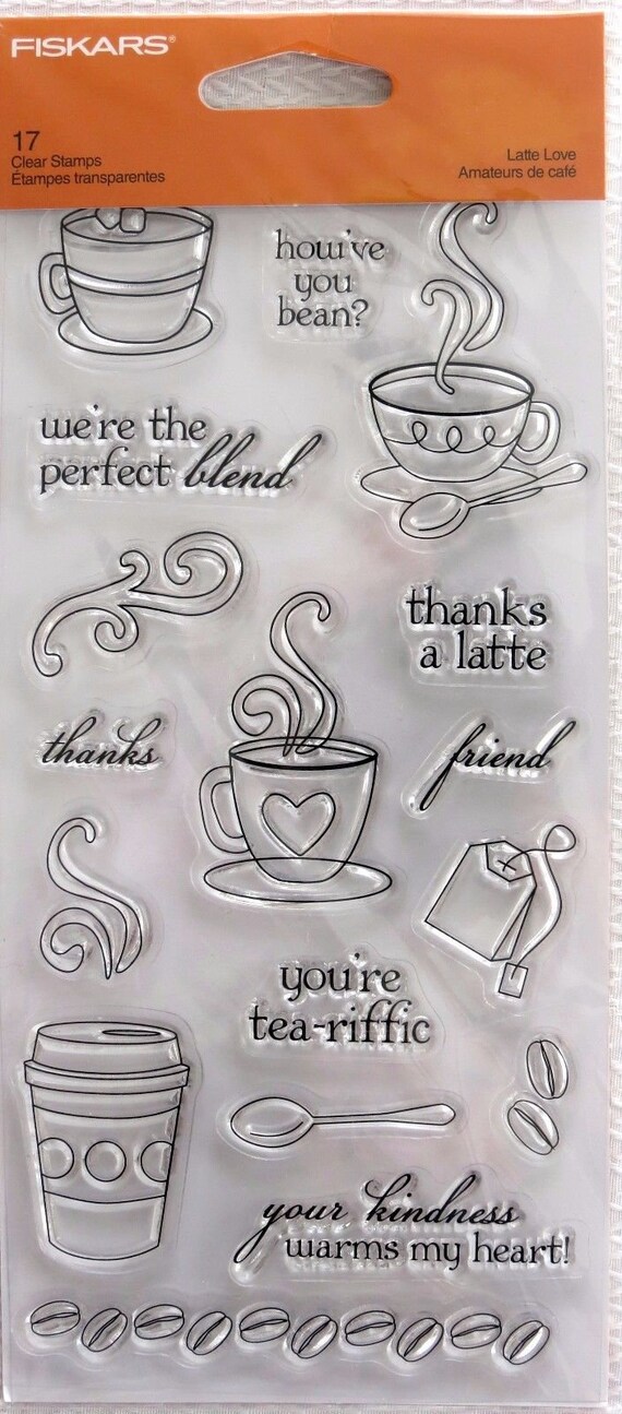 Fiskars 155110-1001 Latte Love Clear Stamps (4
