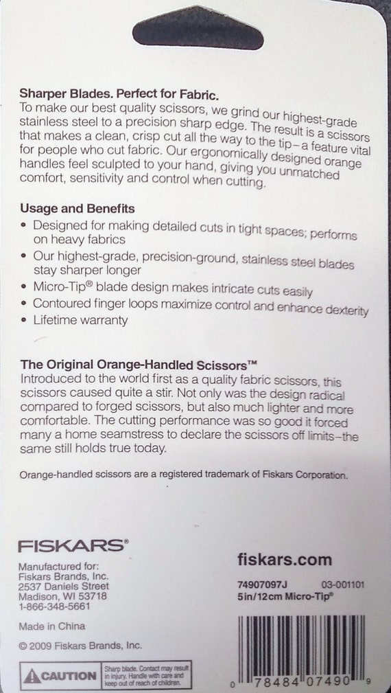Fiskars 167550-1001 the Original Orange Handled 8 Scissors With Sharpener 