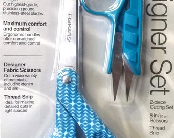 Fiskars 154162 Designer 2 Piece Cutting Set -8" Scissors & Thread Snip asst colors
