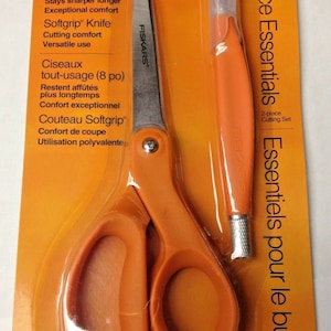 Fiskars 175760-5001 8&quot; All Purpose Scissors With Soft grip Knife