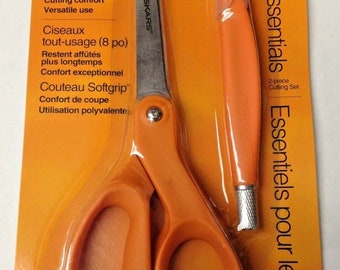 Fiskars 175760-5001 8" All Purpose Scissors With Soft grip Knife