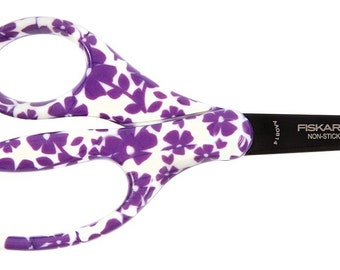Fiskars 124162-1014 5" Designer Non-Stick Blunt-Tip Kids Scissors Purple Floral - 2pcs
