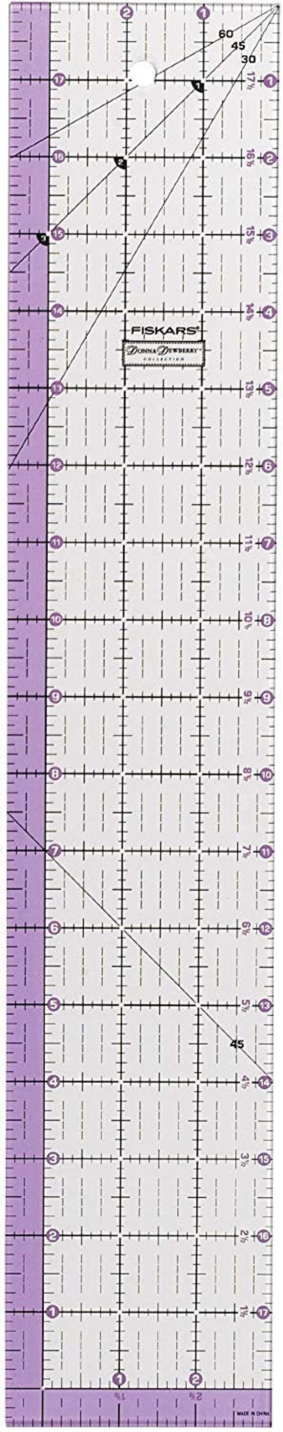 Fiskars 12-39817097J Donna Dewberry Acrylic Quilting Ruler 3.5 X 18.5 3pcs  