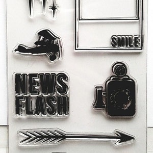 Fiskars 104640-1001 Teresa Collins Retro Flash Clear Stamps (4&quot; x 8&quot;)