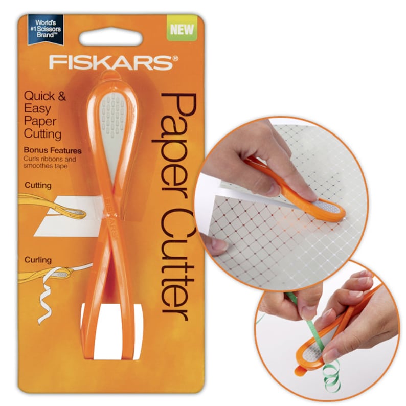 Fiskars 163060-1005 Paper Cutter Orange With Built In Ribbon image 0