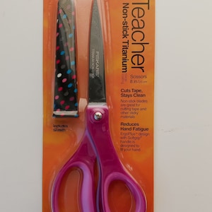 Fiskars 154130-1010 Teacher NON-STICK TITANIUM 8&quot; Scissors With Sheath (random colors)