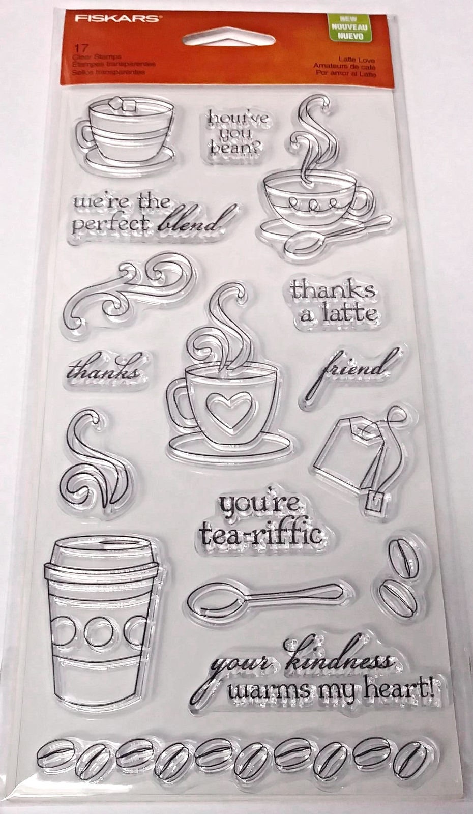 Fiskars 155110-1001 Latte Love Clear Stamps (4