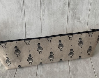 Handmade Knitting Needle Bag: Sheep Print Cotton Canvas Storage