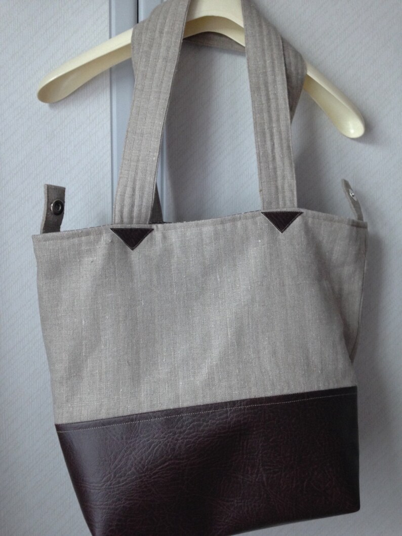 Shoulder Bag Handmade Shopping Bag Large FabricFaux Leather Bag Two-Way Shopping Bag Tote