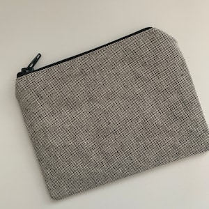 Monedero hecho a mano en tela con aspecto de lino gris, regalo para Navidad, regalo para profesores, regalo para buzón.