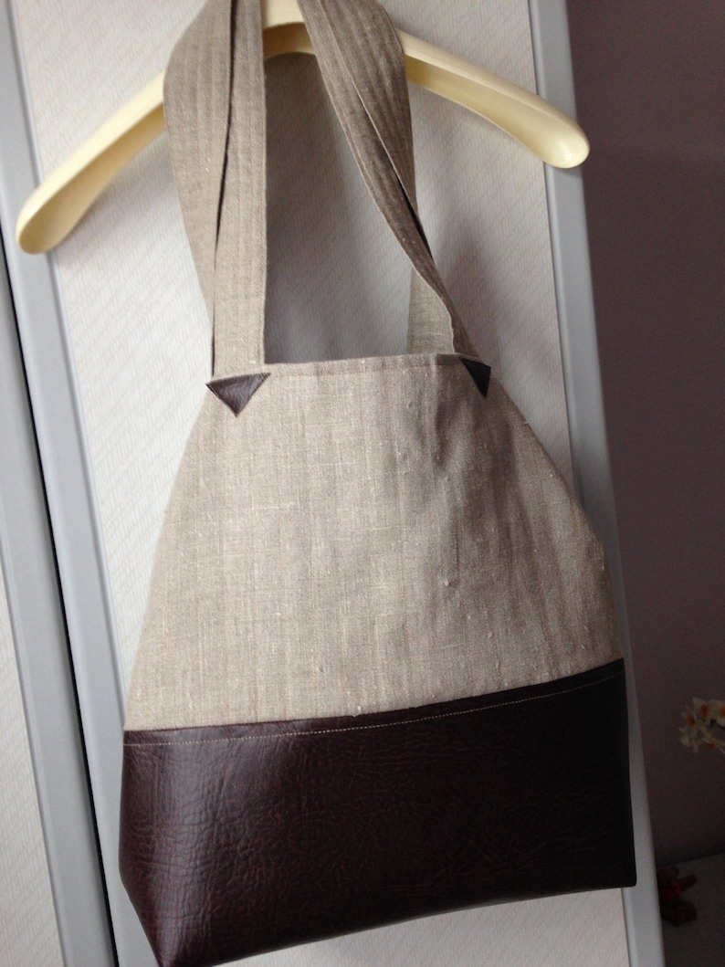 Shoulder Bag Handmade Shopping Bag Large FabricFaux Leather Bag Two-Way Shopping Bag Tote