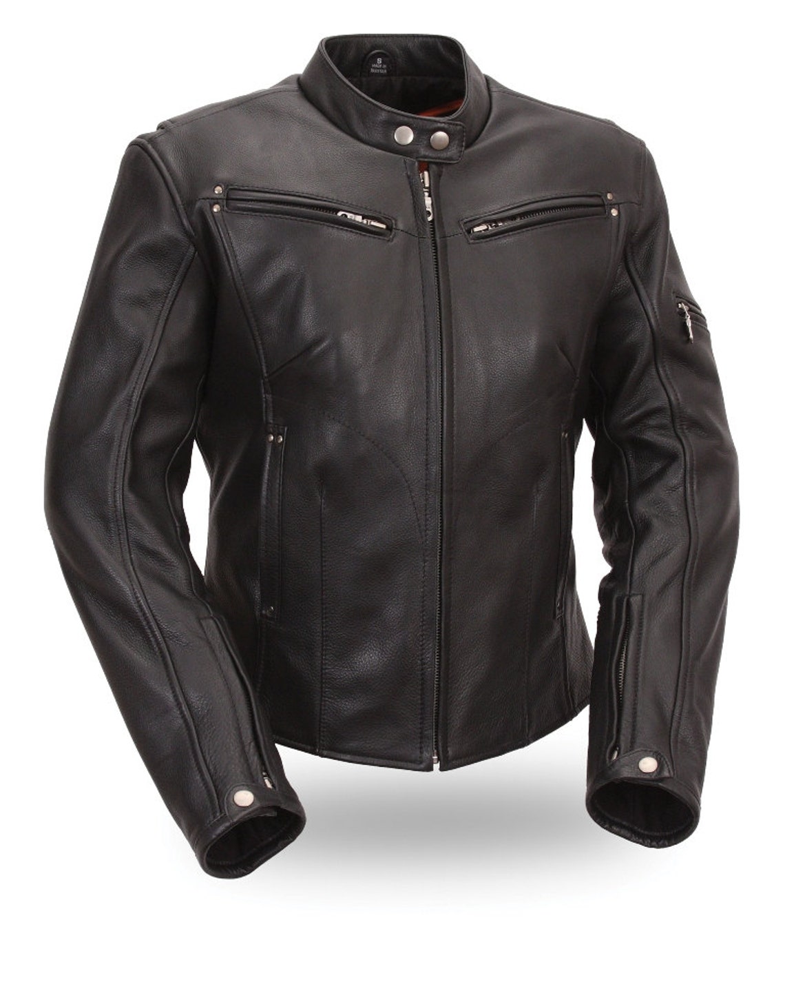 157 Ladies Black Leather Scooter Jacket Etsy
