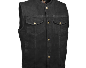 black denim mens vest