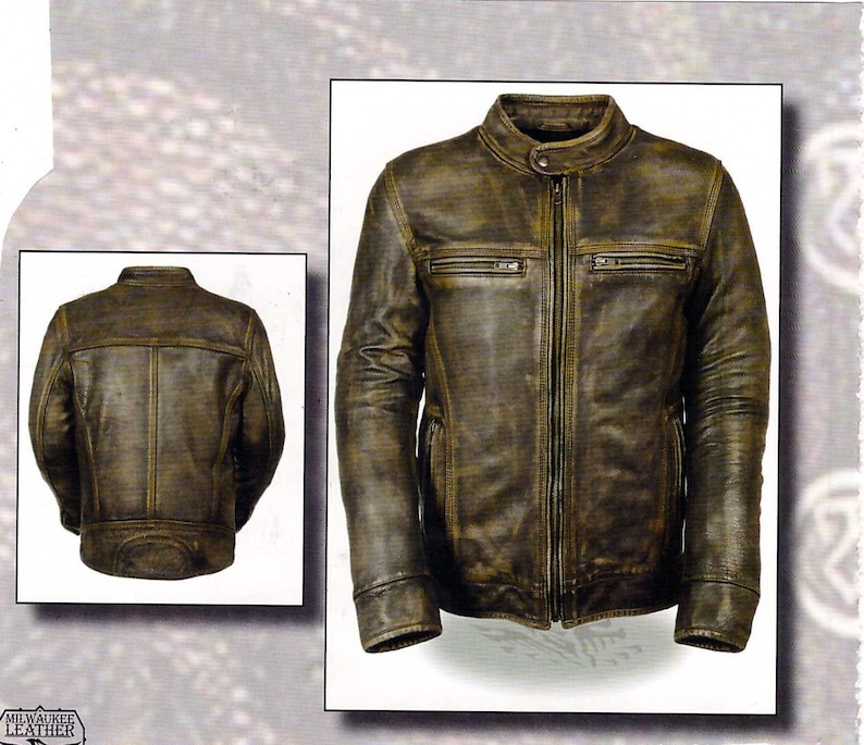 1550 Men S Distressed Vintage Brown Leather Jacket Vented Zip Out Liner