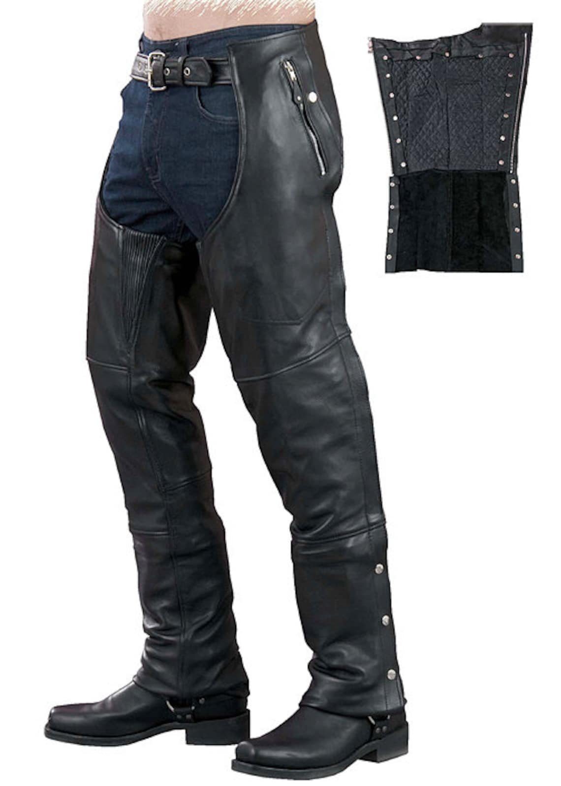 1191 Black Unisex Leather Chaps Removable Snap Outliner Etsy