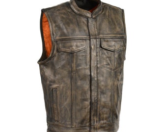 MENS Distressed Brown Club Vest