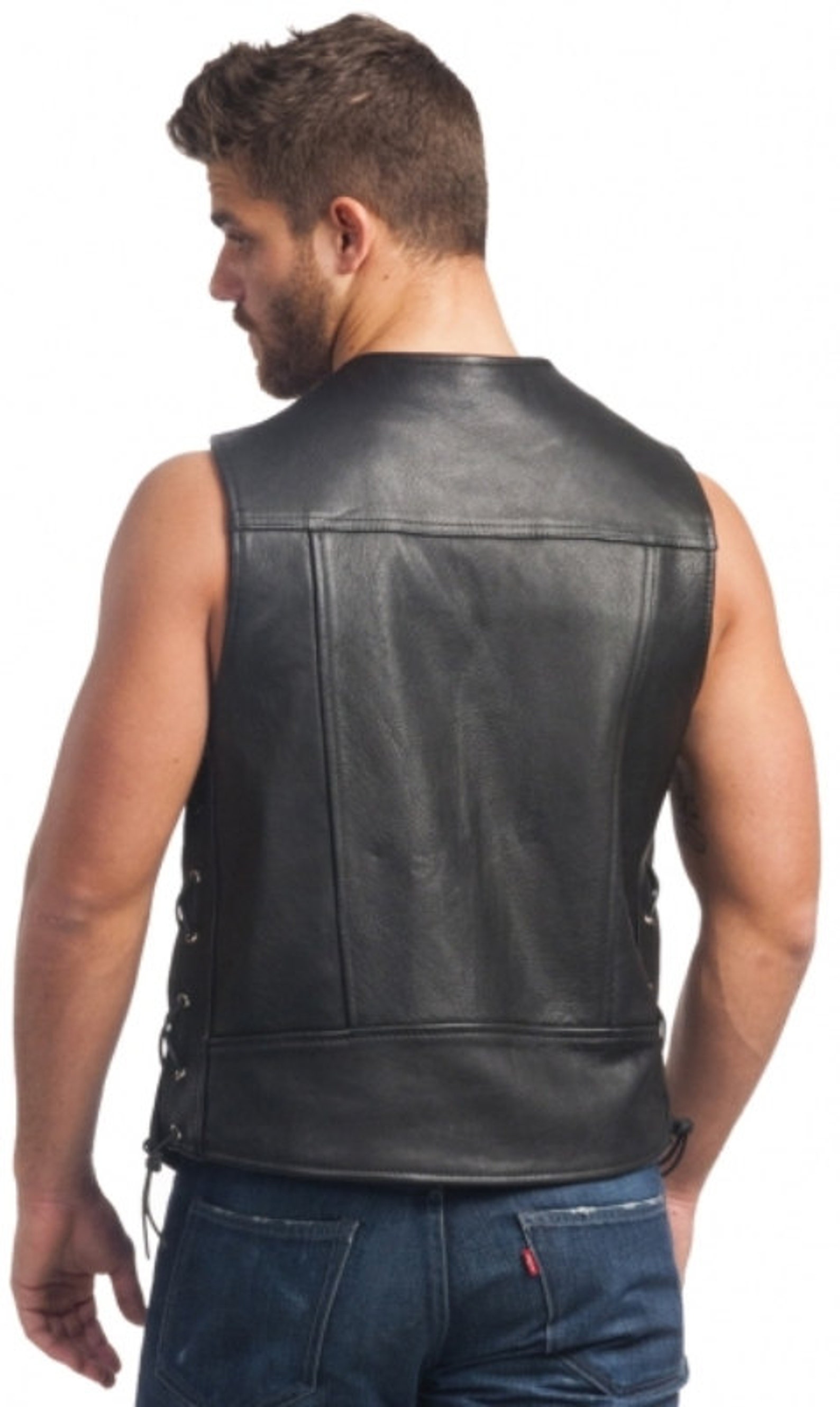 6036 Men's Leather Gun Pocket Vest Etsy