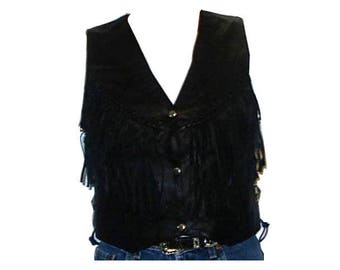 Womens Fringe Biker Vest