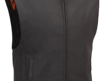 Men's Zip Front Leather Vest