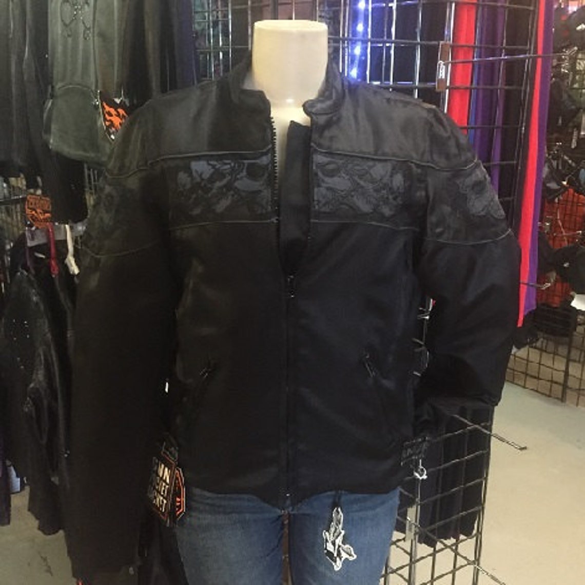 2730 Ladies Textile Reflective Skull Jacket Etsy