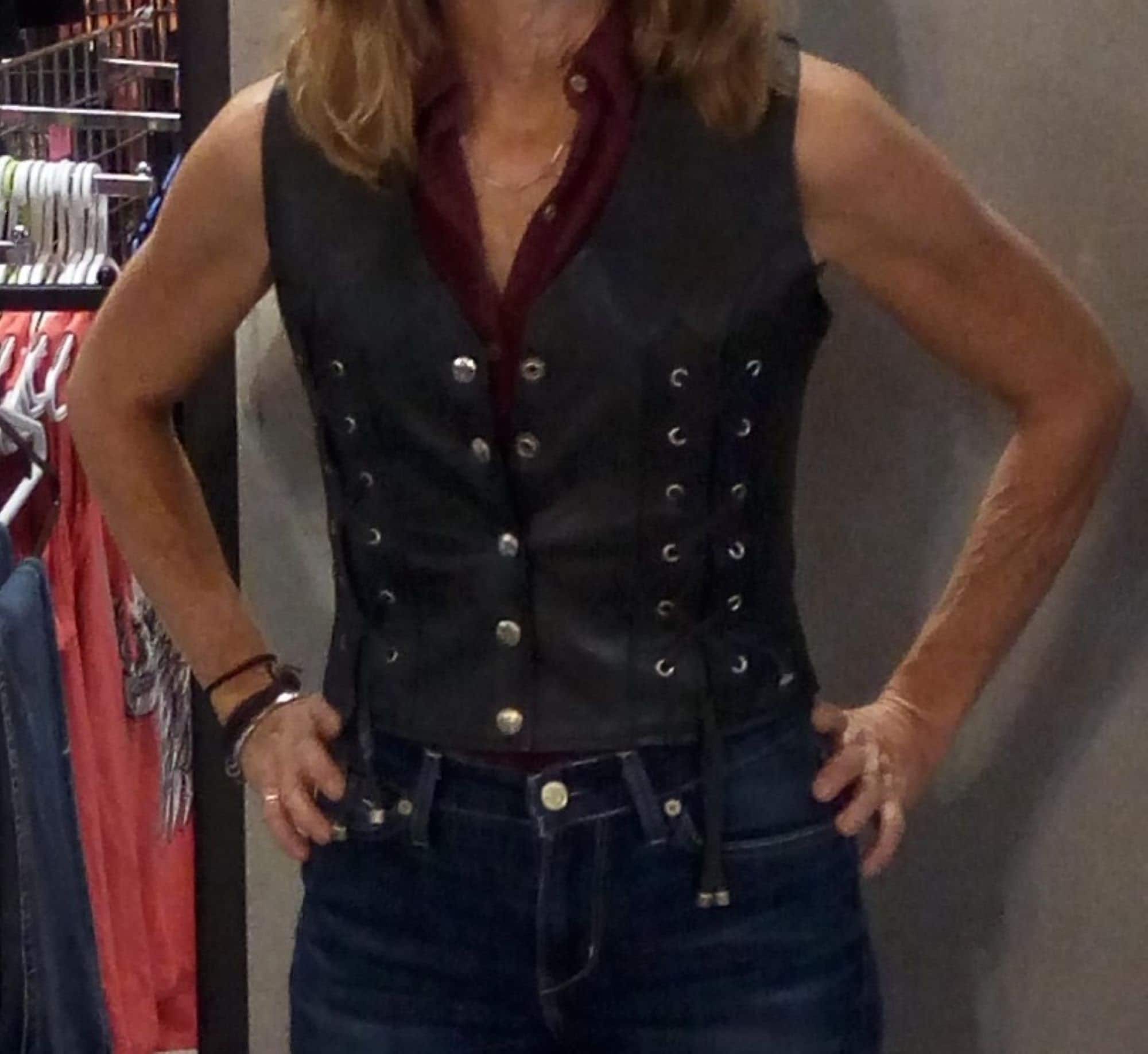 Leather Motorcycle Vest Cross Design 1216blk