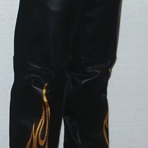 LEATHER CHAPS with flames