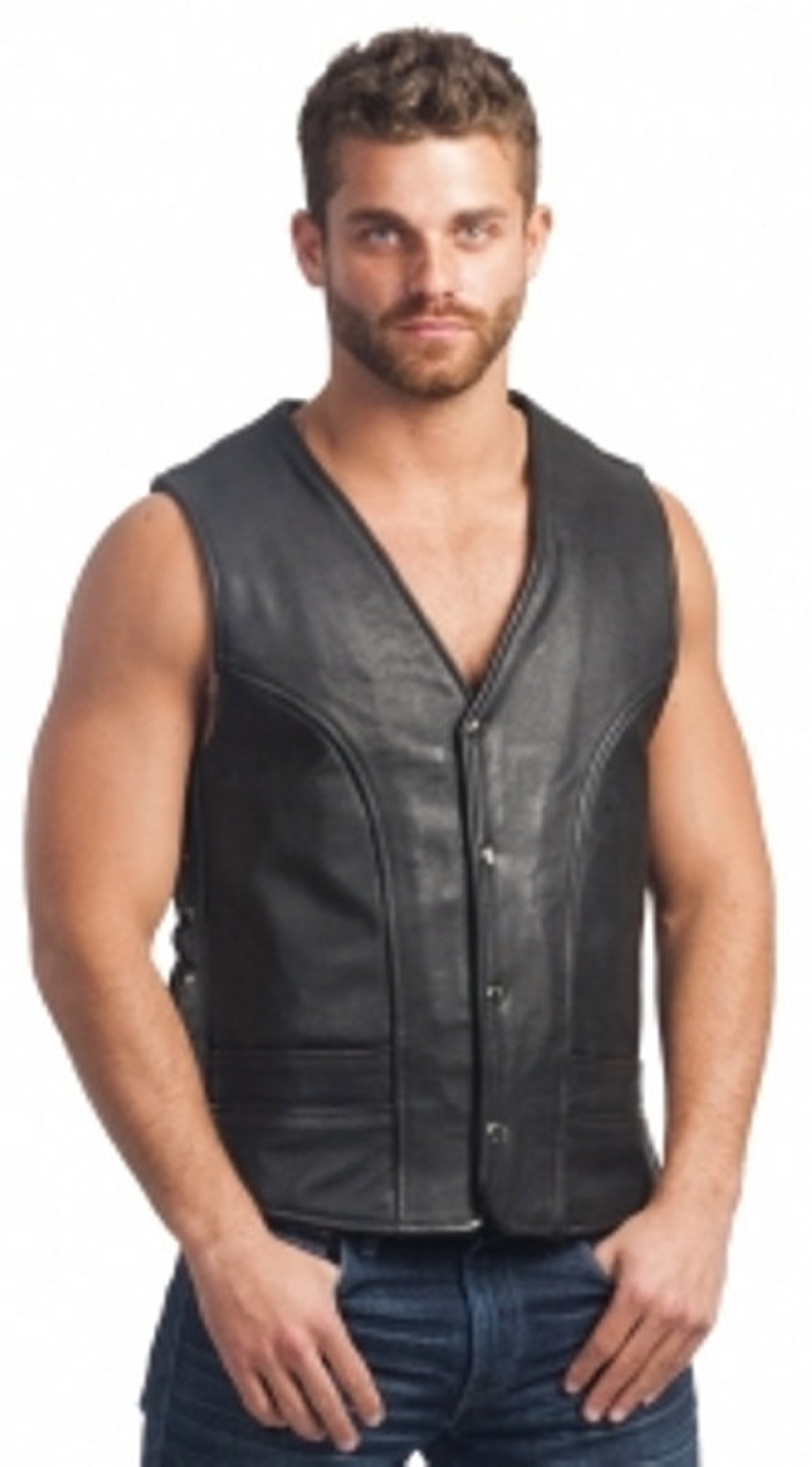 6036 Men's Leather Gun Pocket Vest Etsy