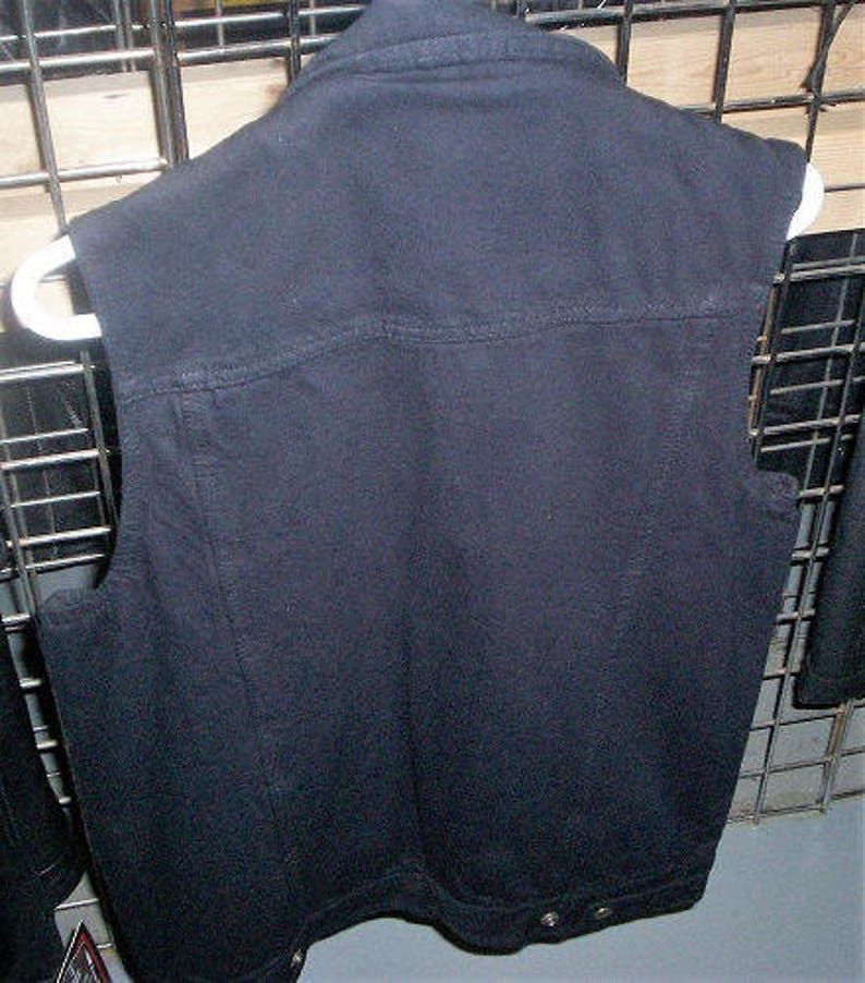 Men's Black Denim Vest Etsy