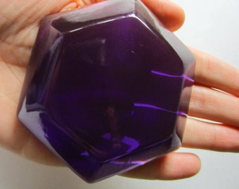 Large Hexagon Gem, Cosplay Gem, Flat Back Jewel, Amethyst Cabochon for Costume, Jewelry. 85mm or 3.33"