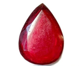 Large Faceted Teardrop Gem, Resin Gemstone, Flat Back Cabochon for Jewel, Costume, Jewelry. 62x45mm