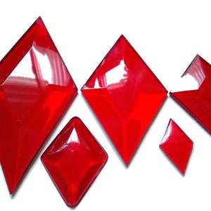 Rhombus Cosplay Gem, Flat Back Jewel, Resin Cabochon for Costume or Jewelry. 29-101mm