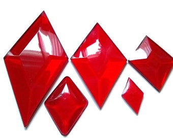 Rhombus Cosplay Gem, Flat Back Jewel, Resin Cabochon for Costume or Jewelry. 29-101mm