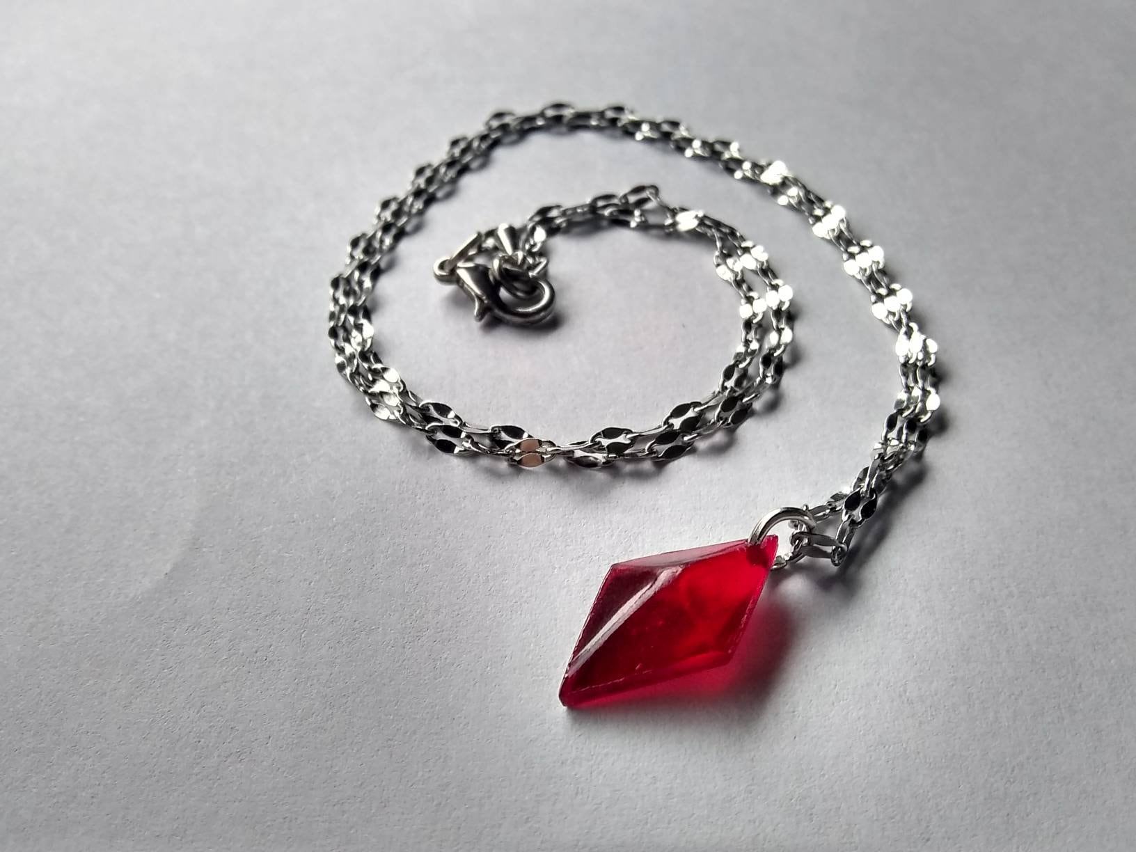 Raven Resin Gem Necklace, 3 Styles, Suede Choker, Silver Stainless 