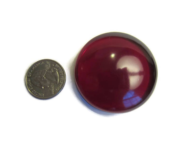 Large Round Cabochon, 2 inch Gem, Jewel, Flat Back Resin, Deep Dark Red for Raven, Sailor Cosplay, Costume, Jewelry. Color Options image 3