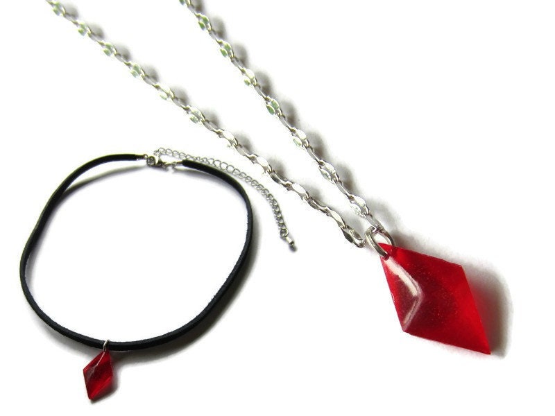 Raven Gem Necklace, 3 Styles, Suede Choker, Silver Stainless Steel.