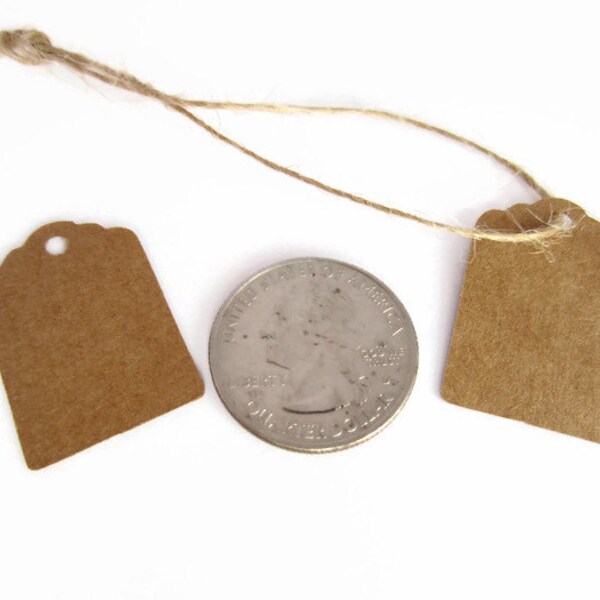 Small Gift Tags, Blank Tags, Kraft Paper, Mini Price Tags, Favor Tags, Wedding, Shower, Presents, Plain, 1 Inch, 1"