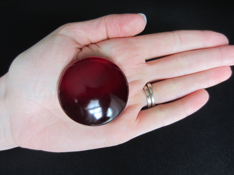 Large Round Cabochon, 2 inch Gem, Jewel, Flat Back Resin, Deep Dark Red for Raven, Sailor Cosplay, Costume, Jewelry. Color Options image 2