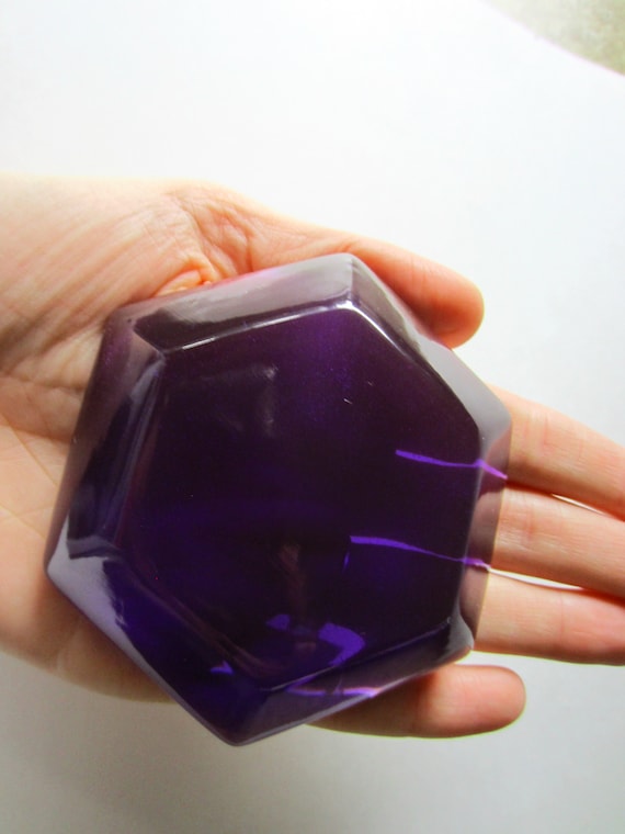 Large Hexagon Gem Flat Back Jewel 85mm or 3.33 Jewelry Amethyst Cabochon for Costume Cosplay Gem