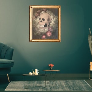 Skull with Flowers Tattoo Painting