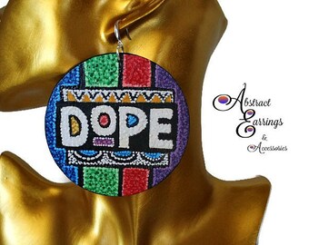 Dope Earrings Martin TV Show Font HBCU Fashion Unique Hip Hop Earrings Dope Jewelry Colorful 90s Party Earring Word Earrings Hip Hop Jewelry